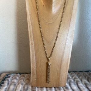 Gold link chain tassel pendant